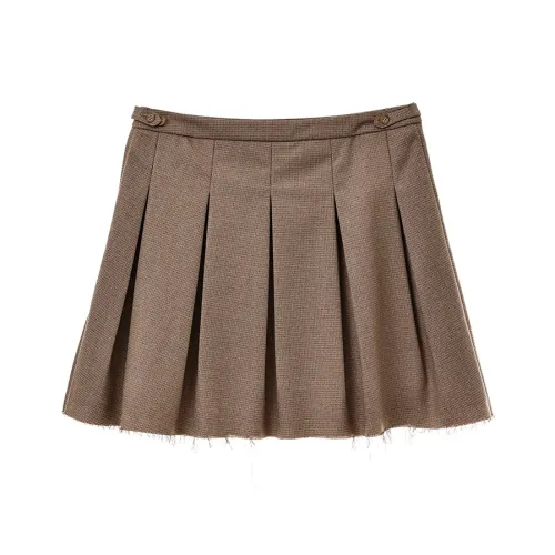SINBOS Повседневные короткие юбки женские хаки клетка