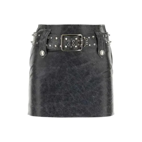 Alessandra Rich Кожаные короткие юбки Женские Черный Серый