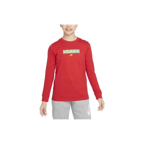 Nike T-рубашка Детская одежда Длинный рукав T-рубашка Красная Детская
