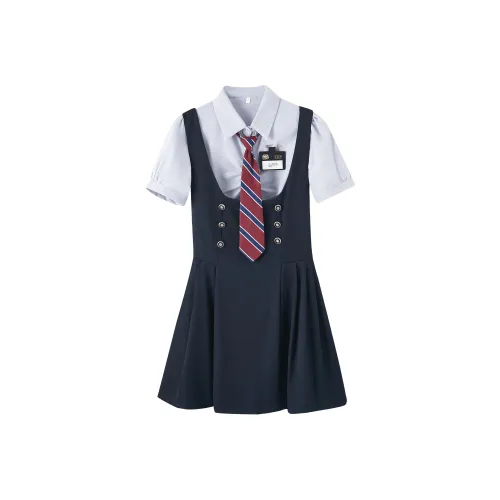 KAZAN Набор Синяя Рубашка + Плиссированные Низы + Галстук + Значок Женская Униформа