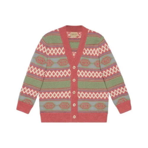 GUCCI Трикотажная ткань Кардиган Детская одежда SS23 Женский Красный Детский
