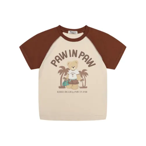 PAW IN PAW Cartoon Bear Охлаждающий Антибактериальный Цветовой блок Круглый вырез Короткий рукав Т-рубашки для детей 3-7 лет