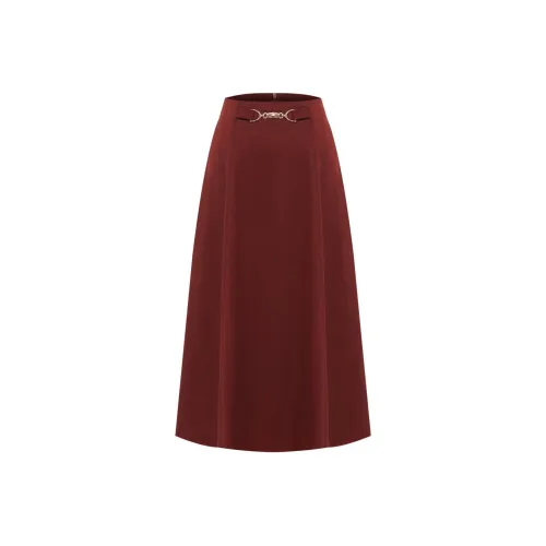 BBLLUUEE Повседневный Длинный Юбка Женские Frosty Красный кленовый лист