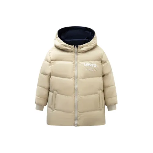 Levi's Зимний Двусторонний MID Длина Пуховик Бежево-желтый Подростки
