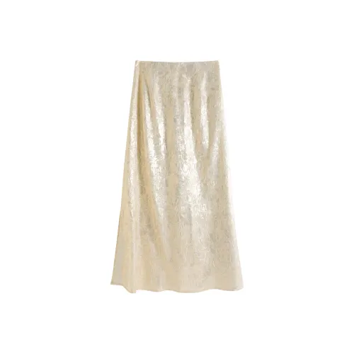 Женские повседневные длинные юбки золотого цвета
