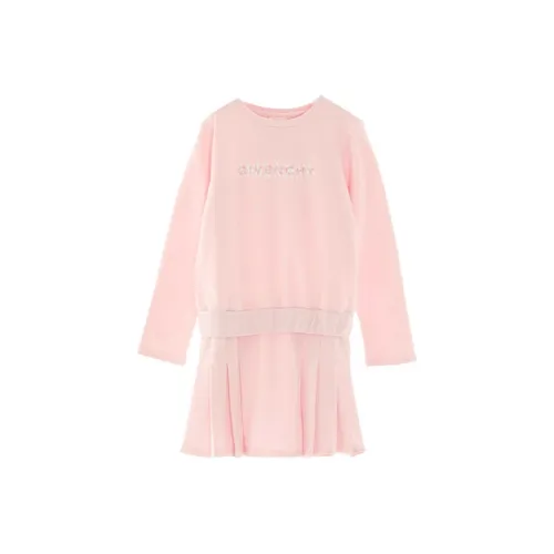 Givenchy Длинное платье с длинными рукавами FW22 розового цвета для детей