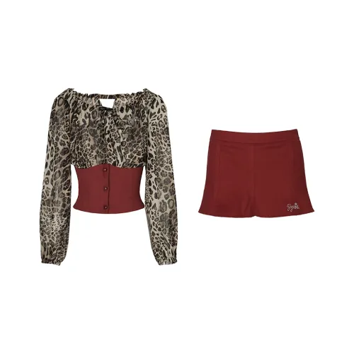 JYOSEI Комплект с юбкой Женские Красный Коричневый
