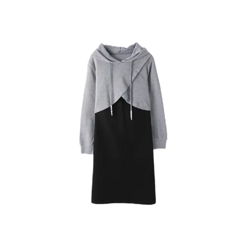 Mo Han Yi Mei Комплект с юбкой Женские Серый топ And Черный низ