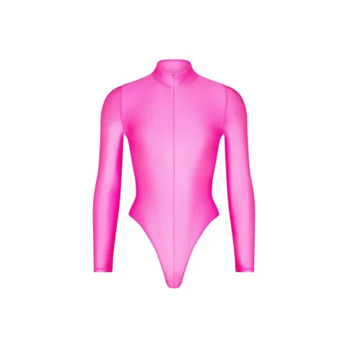 SKIMS SHINE Плавание ZIP Передняя часть Длинный рукав ONE PIECE Ван-Пис Купальник Женские Toffee Ирис Цвет