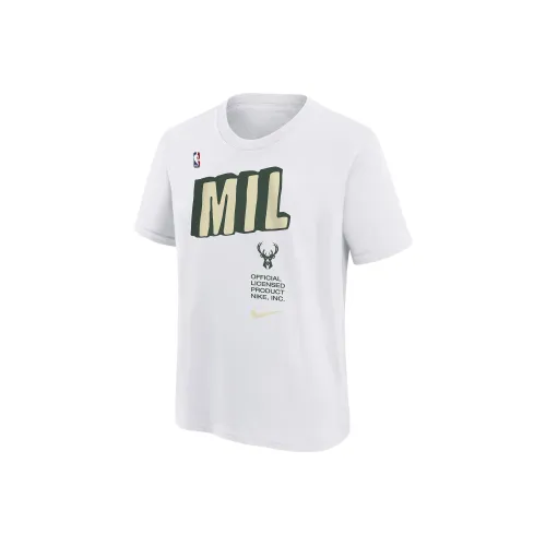 Nike X NBA Детская одежда NBA Milwaukee Bucks T-рубашка Детская Белая