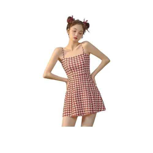 Xu Susu Красный Гусиная лапка Женские Платья и Юбки для плавания