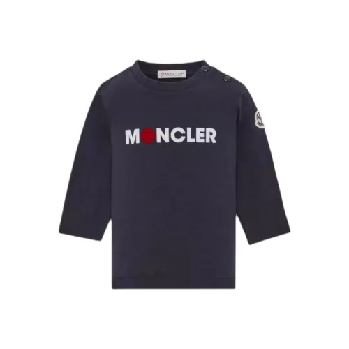 Moncler T-рубашка Детская одежда SS24 Теннис Логотип Длинный рукав T-рубашка Blue Baby