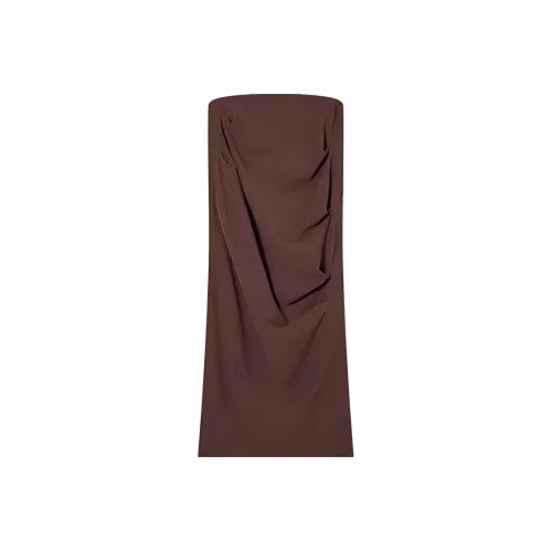 Goodland Повседневный Длинный Юбка Женская Темно-Кофейный