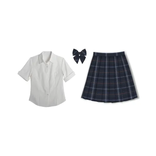 Набор Короткая рубашка с рукавами + галстук-бабочка + простая юбка - женская униформа