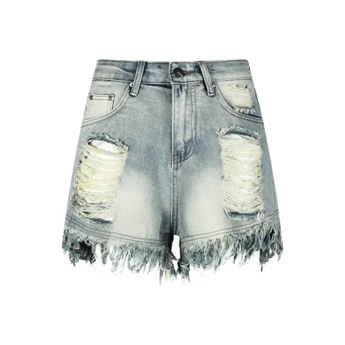 Wen Shan Джинсовые шорты Женские Выстиранный Синий