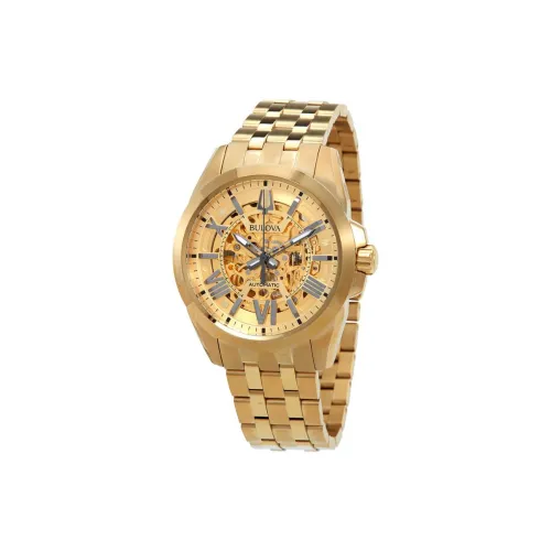 BULOVA Sutton Collection Мужские часы Автоматический механический механизм ремешок из нержавеющей стали 43 мм золотой циферблат