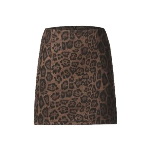 ZXZA Повседневные короткие юбки женские с леопардовым принтом кофейный цвет