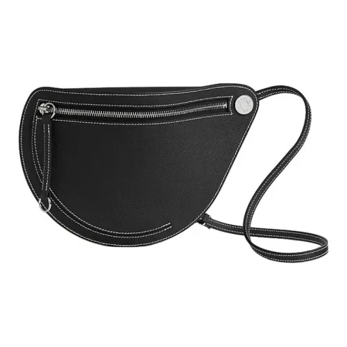 HERMES Petite Course Epsom Телячья кожа Сумка через плечо Сумка на плечо Маленькая Женская 89 Черная