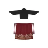 Set из 2 предметов (Черный свитер + Юбка с принтом "Лошадь")