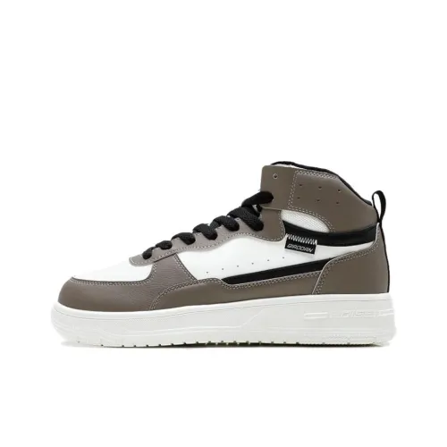 QIAODAN Dry Slip-Resistant Abrasion-Resistant High Top Skateboard Shoes Men's White Brown QIAODAN Сухие противоскользящие устойчивые к истиранию высокие топы кроссовки для скейтбординга мужские белые коричневые