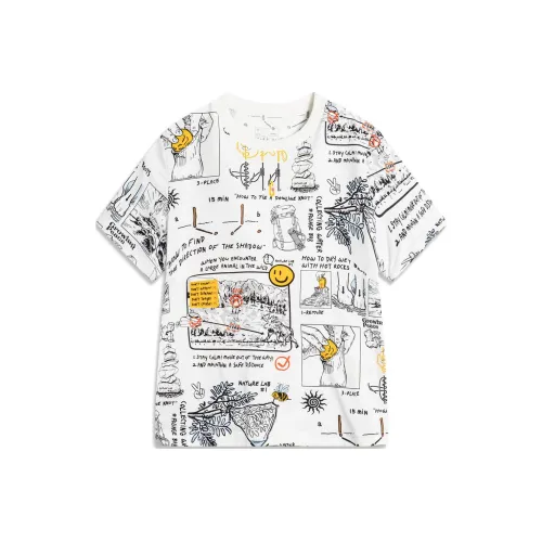 LINING YOUNG Sports Life Collection T-рубашка Весна и Лето На открытом воздухе Знания IS Полные принтов Детский