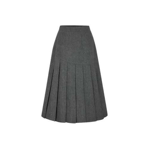 IHIMI Повседневный Длинный Юбка Женская Темно-Серый