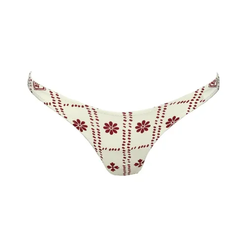 PRINCESS POLLY LOVE LETTERS HIGH CUT CHEEKY BIKINI BOTTOMS Плавки Женские Белые Основа с Красным Принт