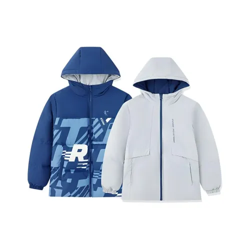 QIAODAN Пуховик Ветер MULTI Синий Full Принт Снег Туманно-серый Подростки