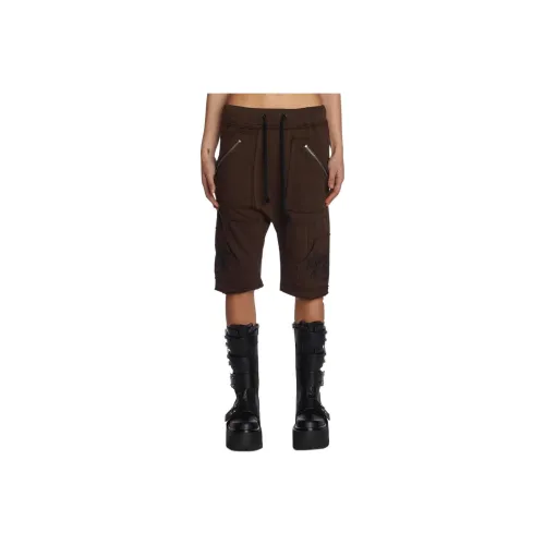 Dolls Kill SS24 DARKER WAVS Echo Унисекс Longline Шорты карго Шорты карго Женские Коричневый Коричневый