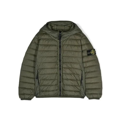 STONE ISLAND Пуховик Оливково-зеленый Детский