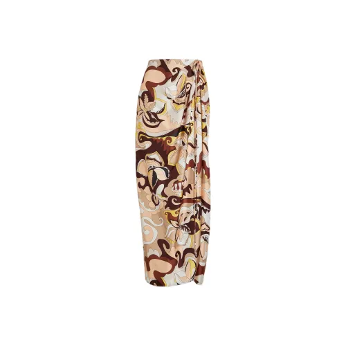 SCANLAN THEODORE Шелк Психоделический Юбка Повседневный Длинный Юбка Женские Темный Спайс