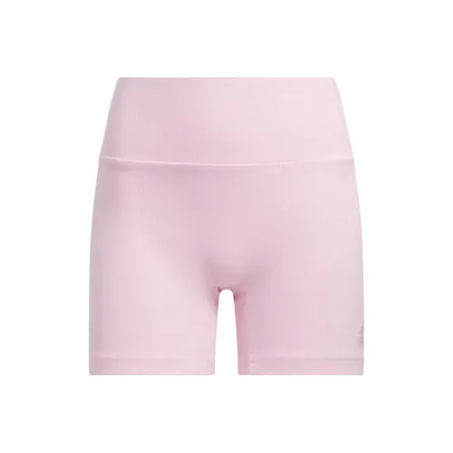 Adidas LOUNGE RIBBED Высокая талия Велосипед Шорты Велосипедные шорты Женские Розовый