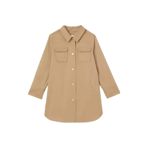 Burberry Длинное платье с длинными рукавами женское бежевое для девочек