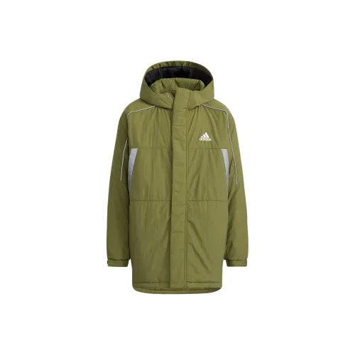 Adidas Хлопковый пуховик Темно-оливковый зеленый Подростки