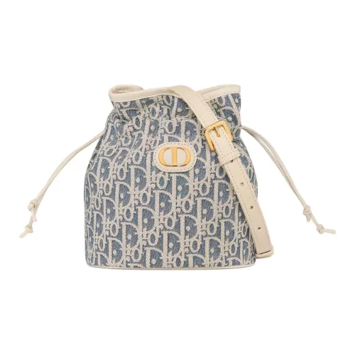 DIOR 30 Montaigne Хлопок Ведрообразная Сумка Сумка через плечо Мини Женская Синяя