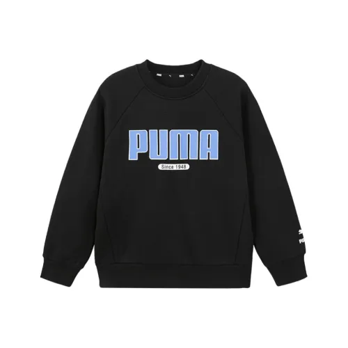 PUMA Толстовка Sportstyle Collection 1948 WISETHERMA Логотип Crew FL Черный Детский