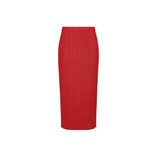 PLEATS PLEASE ISSEY MIYAKE SS24 Повседневная длинная юбка женская красная
