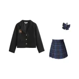 Розовый бизнес-костюм + Юбка-лаген Zuoquan + Галстук-бабочка