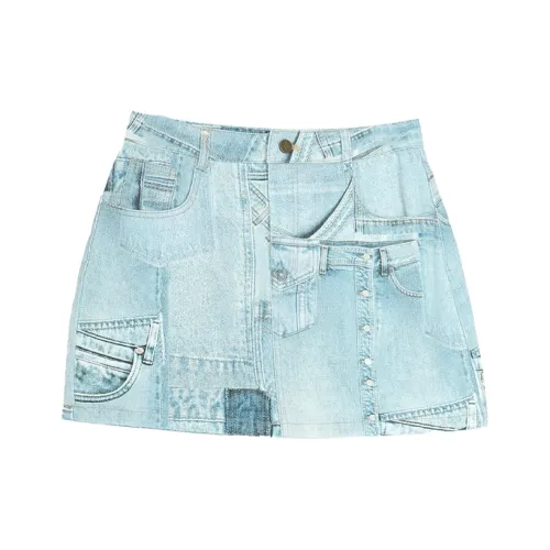 SETIROM Джинсовые короткие юбки Женские Blue