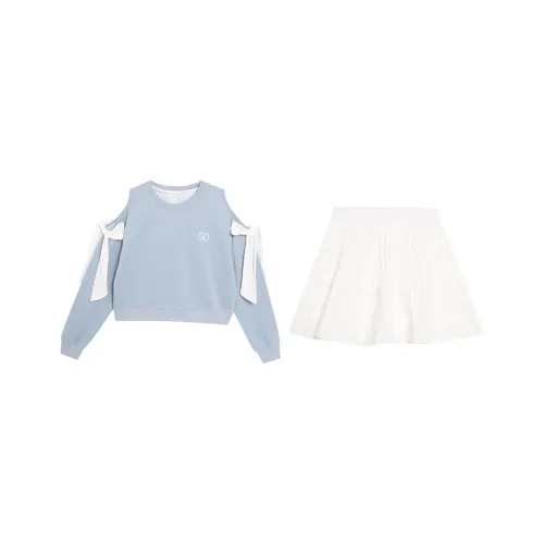 OURUOKE Комплект с юбкой Женские Синий Белый
