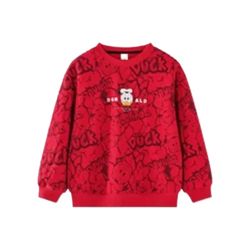 Disney Толстовка Красная Подкладочная ткань Скрытая текстура Дональд Дак Дети 3-7 лет