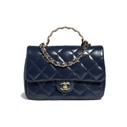 CHANEL Classic Flap CF Lambskin Сумка через плечо Сумка через плечо Сумка через плечо Средний Женская Темно-синий