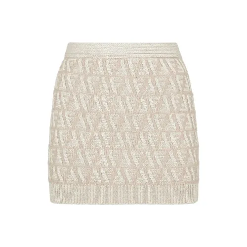 FENDI FW24 Повседневные короткие юбки Женские Бежевый