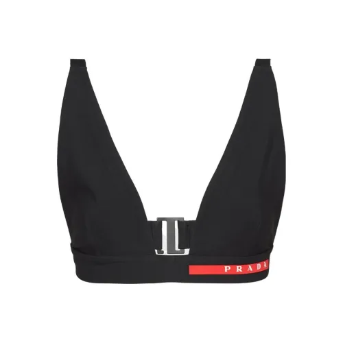 PRADA Эластичный купальник из трикотажной ткани топ двухкомпонентный женский черный