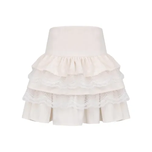 PEASLUNA Повседневные короткие юбки Женские Кремовый