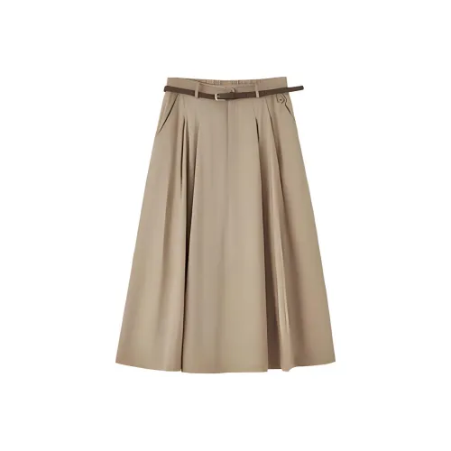 Fragment Casual Long Skirt Women's Khaki