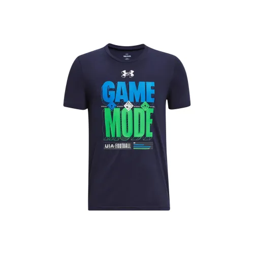 Under Armour Детская одежда Game On Football Короткий рукав T-рубашка Детский Синий