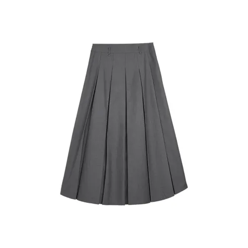 ELLE Повседневный Длинный Юбка Женская Серого цвета