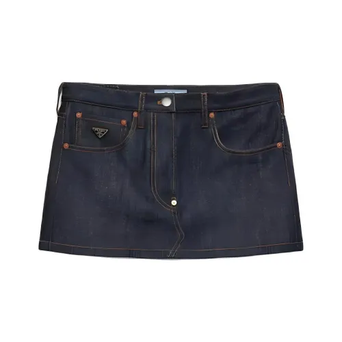 PRADA Джинсовые короткие юбки Женские Морской синий