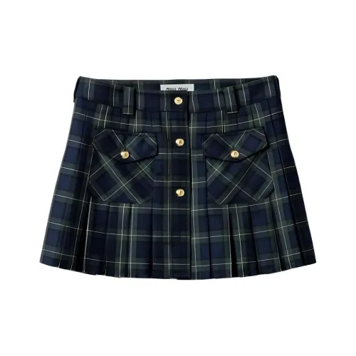 MIU MIU FW24 Повседневная короткая юбка женская армейского зеленого цвета